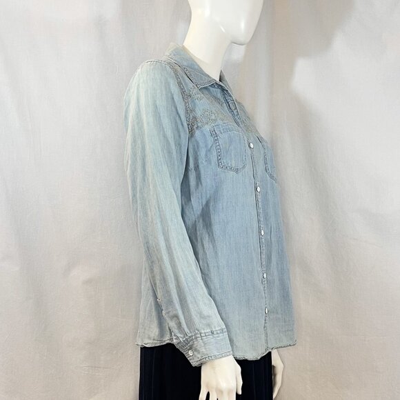 Denim Shirt With Crosshatch Stitching | Sonoma - Picture 5 of 7